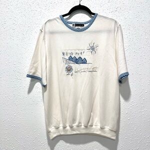 Blast gingham White and Blue Embroidered Women's Blouse L‎